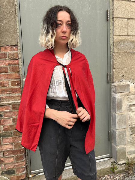 Early Vintage Red and Black Reversible Cape, Costume