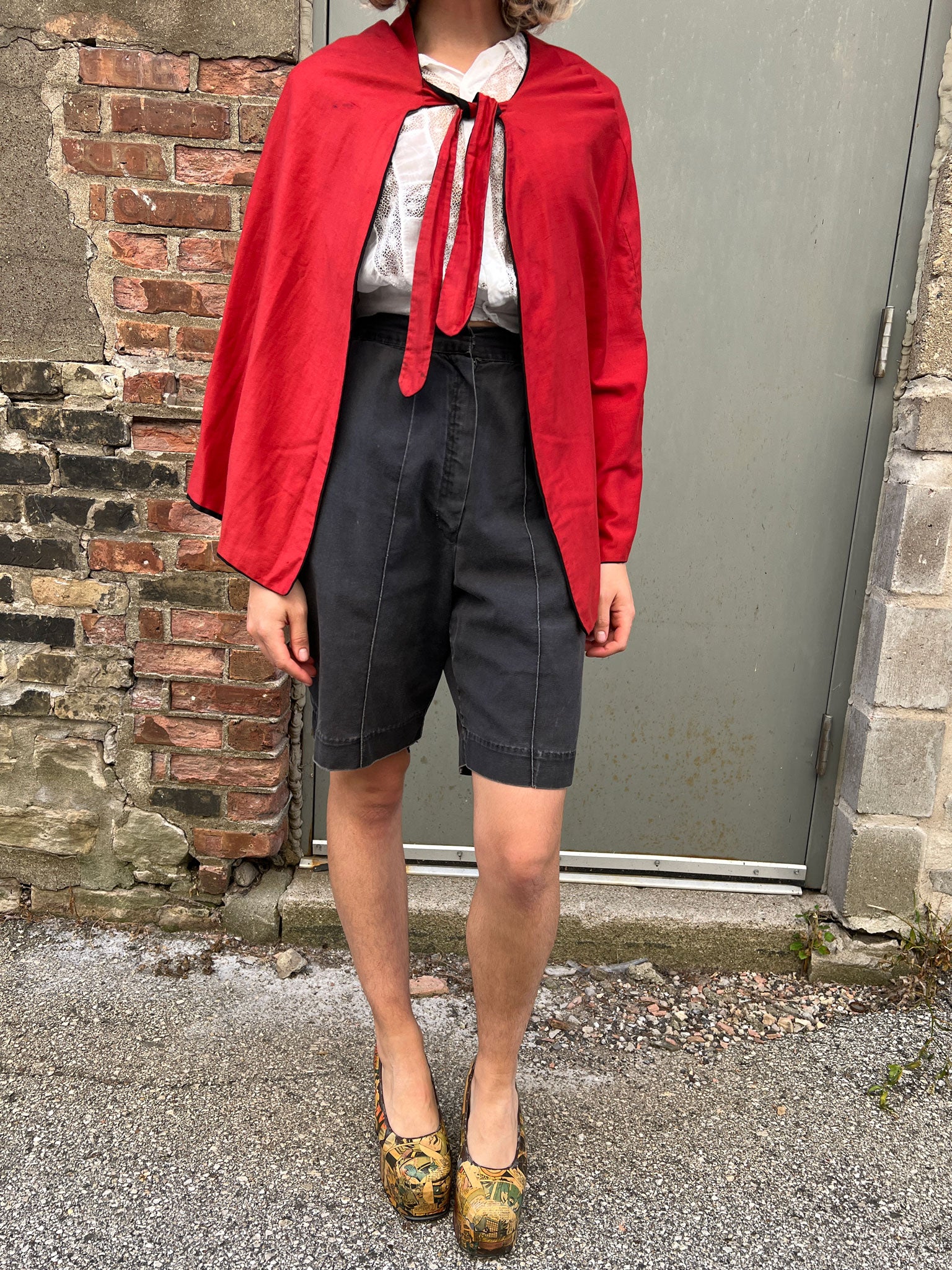 Early Vintage Red and Black Reversible Cape, Costume