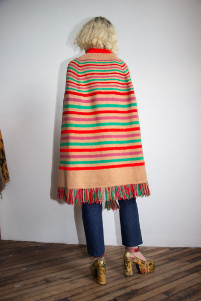 Vintage 1940's - 1950's Striped Wool Cape