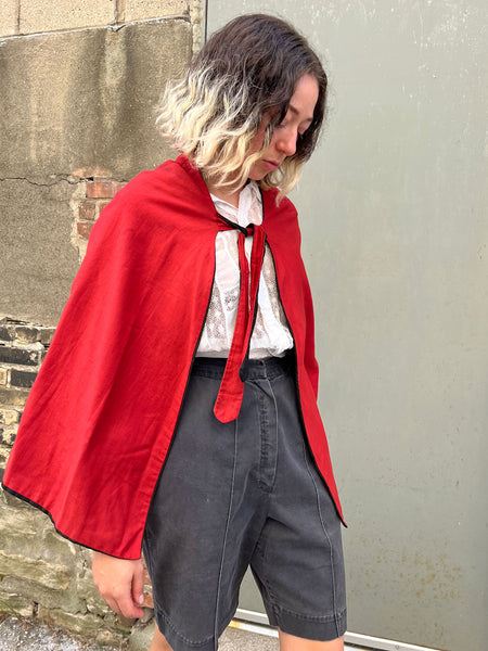 Early Vintage Red and Black Reversible Cape, Costume