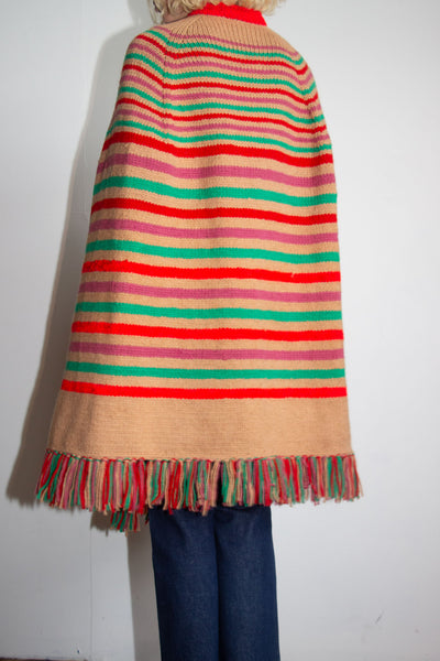 Vintage 1940's - 1950's Striped Wool Cape