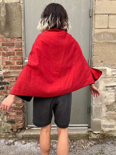 Early Vintage Red and Black Reversible Cape, Costume