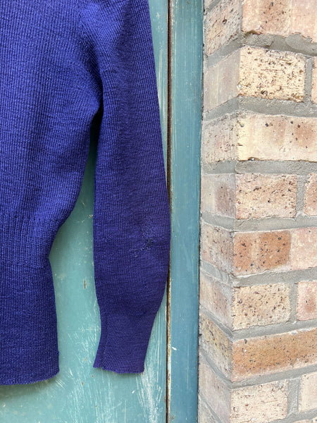 Vintage Early 1940's Blue Wool Cardigan