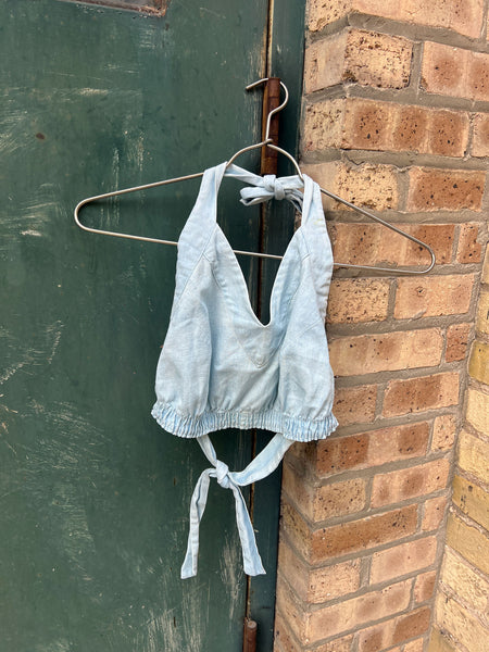 Vintage 1940's Paddle and Saddle Sportswear Chambray Halter Top