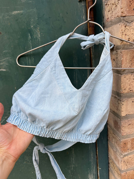 Vintage 1940's Paddle and Saddle Sportswear Chambray Halter Top