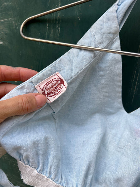 Vintage 1940's Paddle and Saddle Sportswear Chambray Halter Top