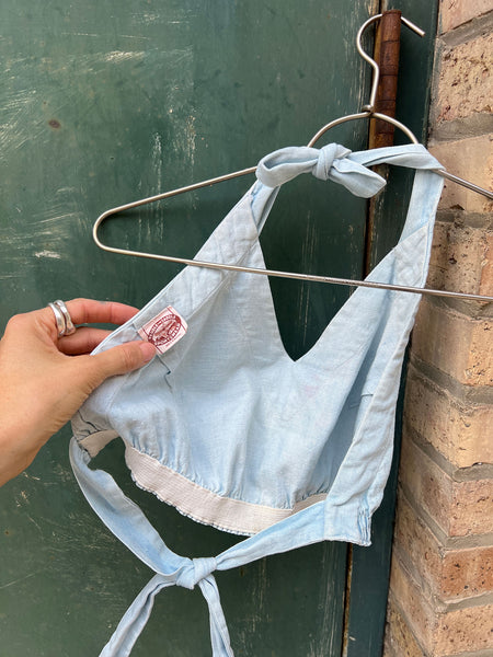 Vintage 1940's Paddle and Saddle Sportswear Chambray Halter Top