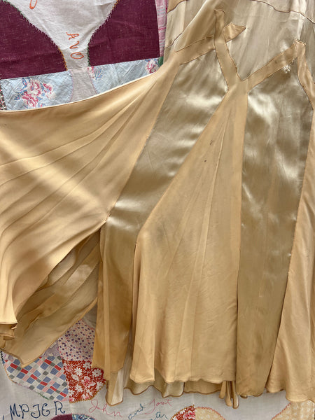 Antique 1920's Champagne Silk Satin Gown