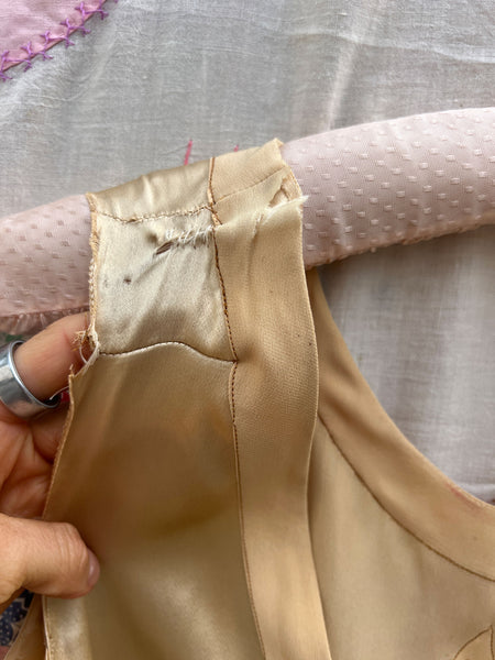 Antique 1920's Champagne Silk Satin Gown
