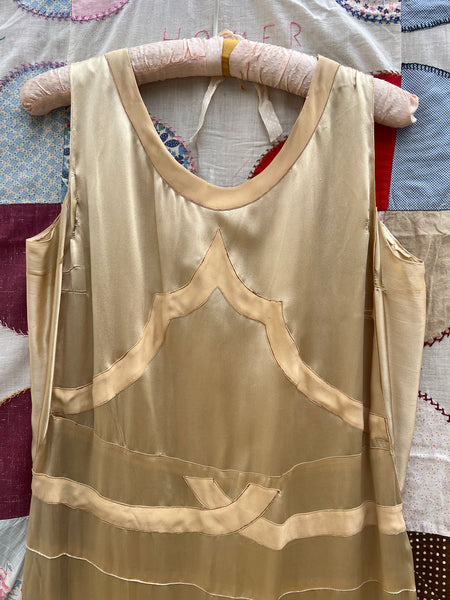 Antique 1920's Champagne Silk Satin Gown