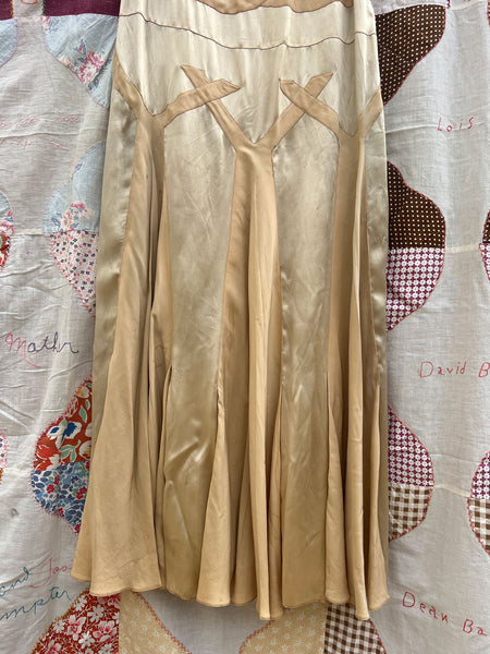 Antique 1920's Champagne Silk Satin Gown