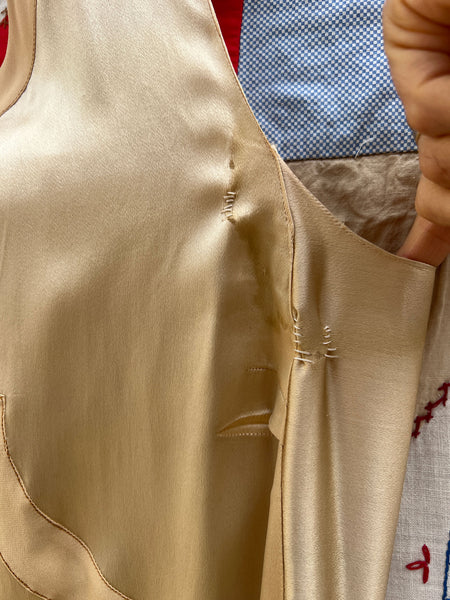 Antique 1920's Champagne Silk Satin Gown