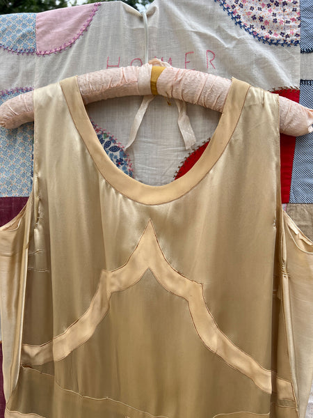 Antique 1920's Champagne Silk Satin Gown