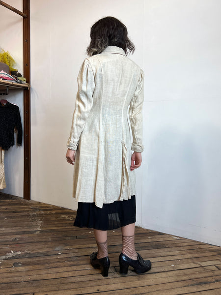 Antique Edwardian Linen Coat, Duster, Early Women's Sportswear