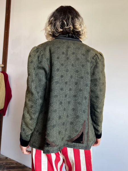Antique Polka Dot Mohair Wool Coat, Edwardian