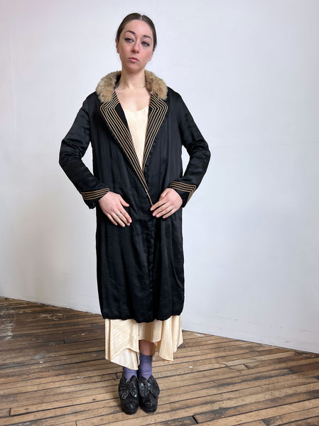 Antique 1920's Fur and Silk Coat