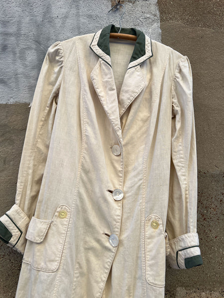 Antique Edwardian Era Women's Cotton Coat - Duster