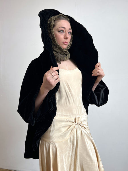Rare 1920's Black Coat with Dramatic Collar