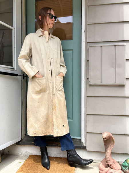 Early Vintage Distressed and Paint Splattered Work Coat