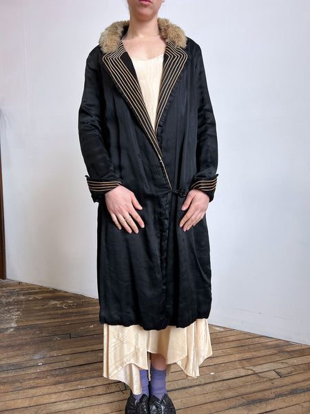 Antique 1920's Fur and Silk Coat