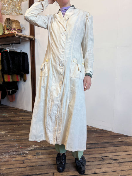 Antique Edwardian Era Women's Cotton Coat - Duster