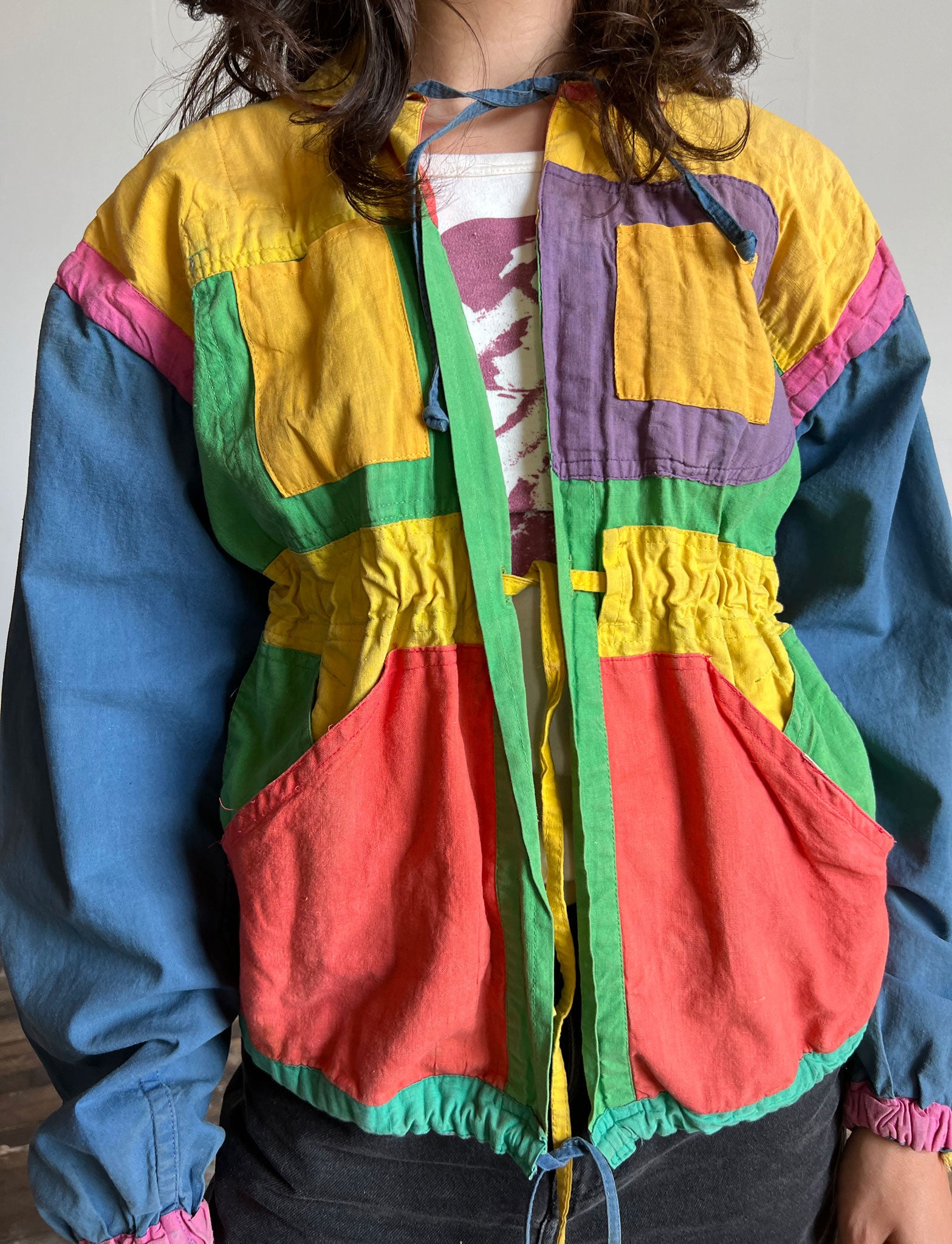 Vintage 1970's 1980's Reversible Color Block Jacket - Convertible
