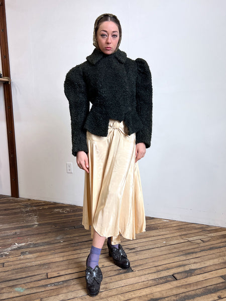 Antique Black Fuzzy Puff Sleeve Coat