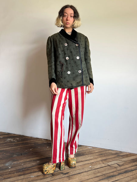 Antique Polka Dot Mohair Wool Coat, Edwardian