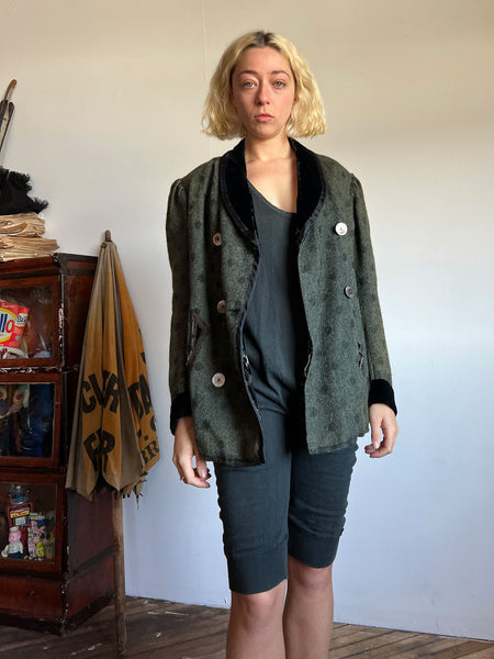 Antique Polka Dot Mohair Wool Coat, Edwardian