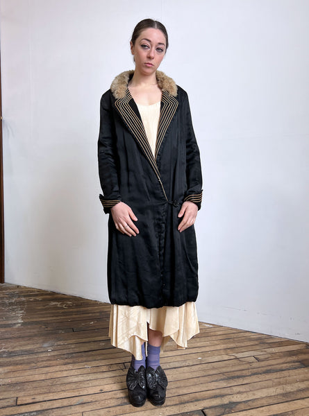 Antique 1920's Fur and Silk Coat