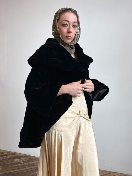 Rare 1920's Black Coat with Dramatic Collar