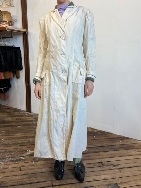 Antique Edwardian Era Women's Cotton Coat - Duster