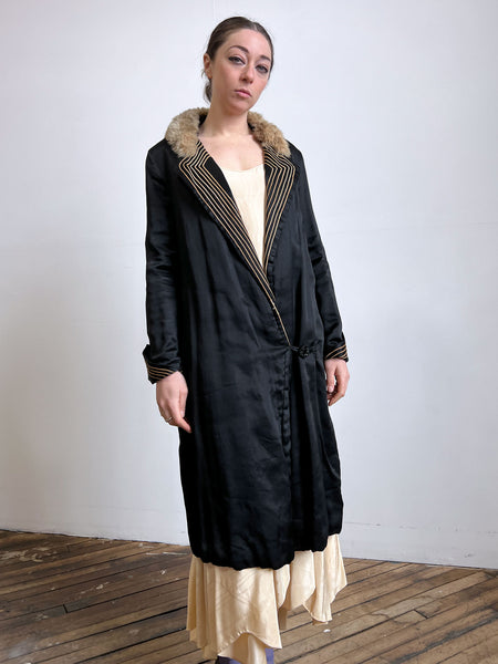 Antique 1920's Fur and Silk Coat