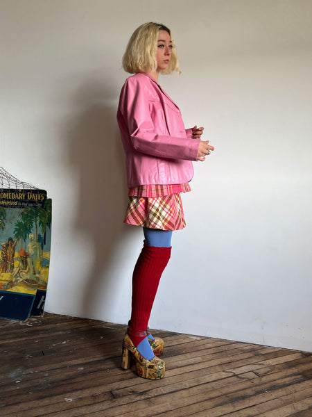 Vintage Y2K Bubblegum Pink Leather Jacket