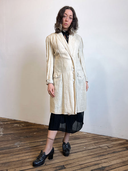 Antique Edwardian Linen Coat, Duster, Early Women's Sportswear