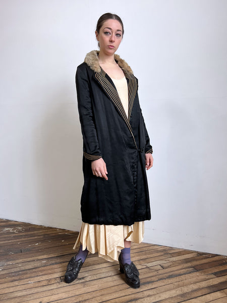 Antique 1920's Fur and Silk Coat