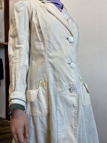 Antique Edwardian Era Women's Cotton Coat - Duster
