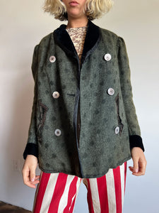 Antique Polka Dot Mohair Wool Coat, Edwardian