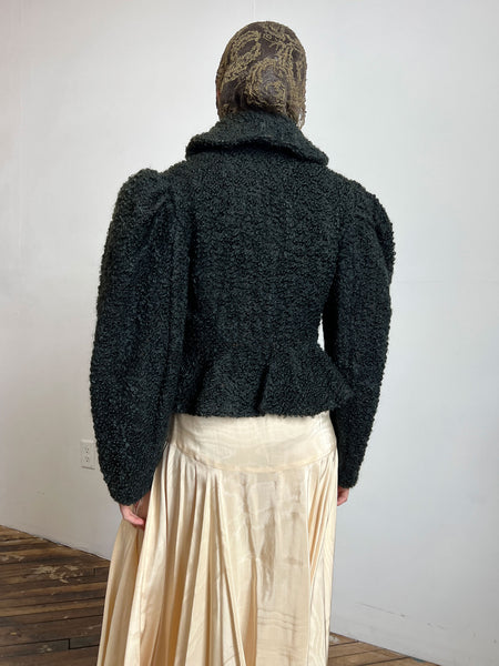 Antique Black Fuzzy Puff Sleeve Coat
