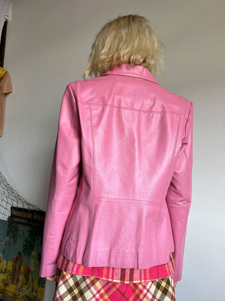 Vintage Y2K Bubblegum Pink Leather Jacket