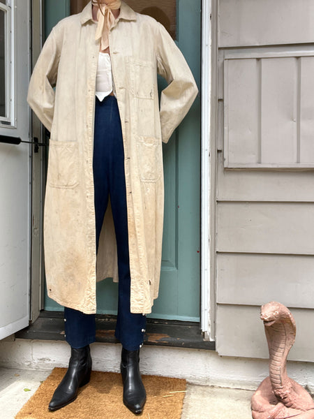 Early Vintage Distressed and Paint Splattered Work Coat