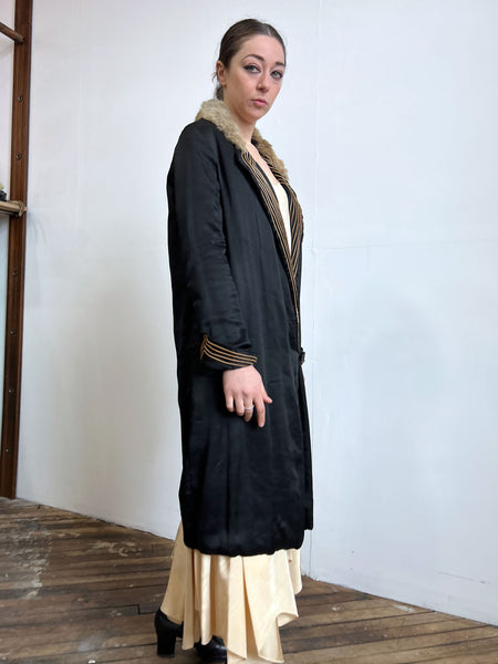 Antique 1920's Fur and Silk Coat
