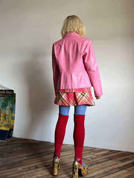 Vintage Y2K Bubblegum Pink Leather Jacket