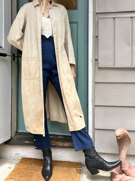 Early Vintage Distressed and Paint Splattered Work Coat
