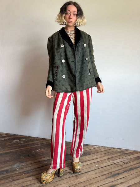 Antique Polka Dot Mohair Wool Coat, Edwardian