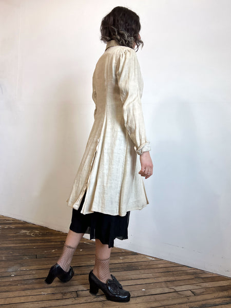 Antique Edwardian Linen Coat, Duster, Early Women's Sportswear
