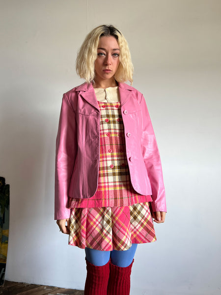 Vintage Y2K Bubblegum Pink Leather Jacket