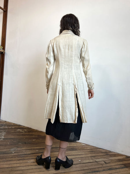 Antique Edwardian Linen Coat, Duster, Early Women's Sportswear