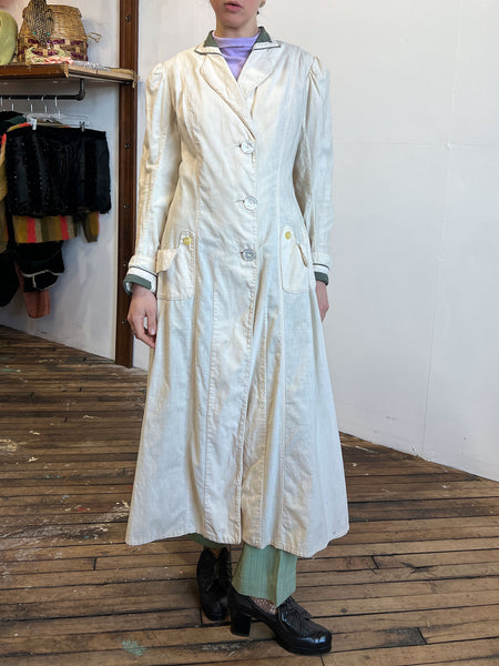Antique Edwardian Era Women's Cotton Coat - Duster