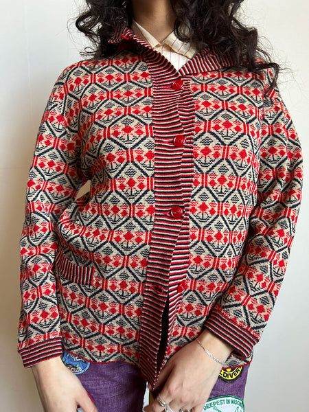 Vintage 1920's - 1930's Knit Wool Cardigan Sweater, 20's - 30's Deco